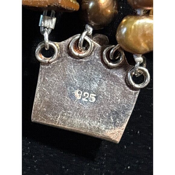 Multi-Strand 18" Sterling silver Necklace W/ Bronze Pearls Tigers Eye Jasper & C - Picture 11 of 12